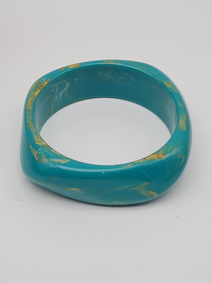 Cosmos Armband Acryl Türkis marmor-look schmal breite Trend kombinierbar
