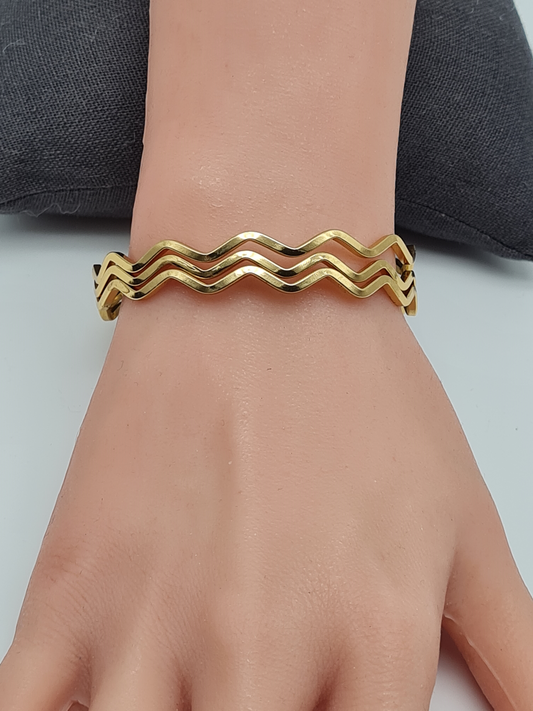 Cosmos Armband Metall Goldfarben Set 3 zigzag Kombinierbar