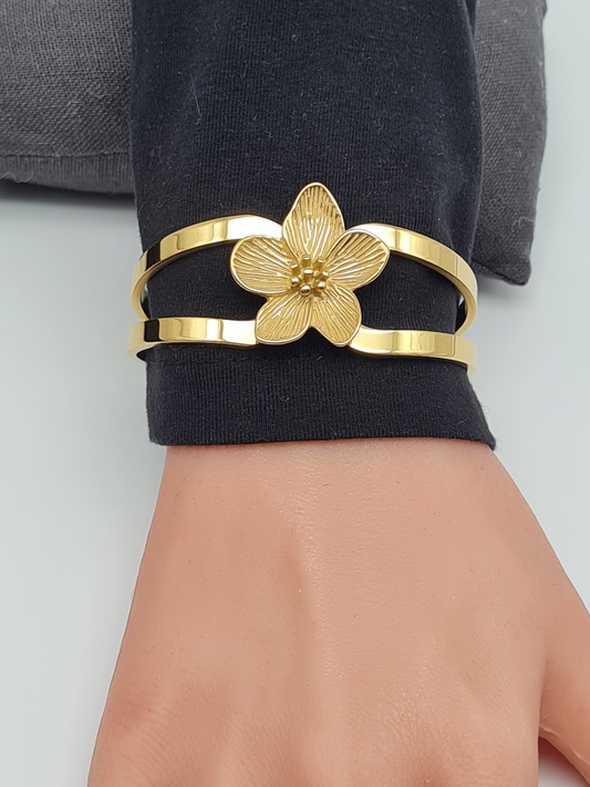 Cosmos Armband Klapp-Armband Goldfarben Blumen kombinierbar nickelfrei