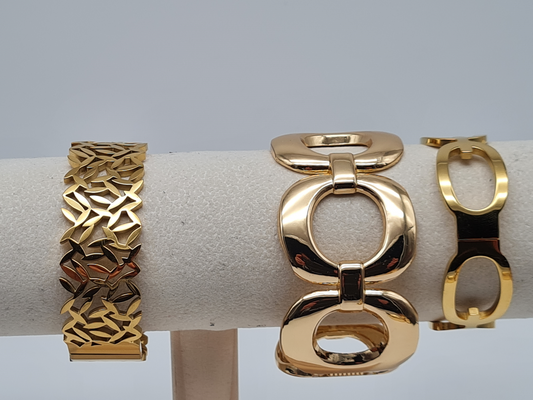 Cosmos Armband Klapp-Armband Goldfarben kombinierbar nickelfrei Glieder 70er