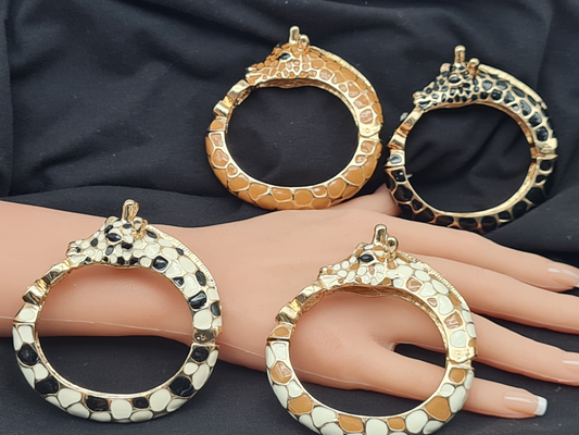 Ardoné Armreif Klapp-Armband Giraffe Tiermuster Tier Jungle Urwald Nickelfrei