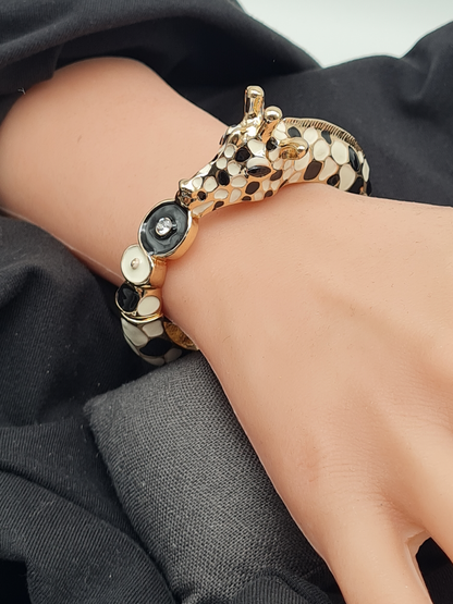 Ardoné Armreif Klapp-Armband Giraffe Tiermuster Tier Jungle Urwald Nickelfrei
