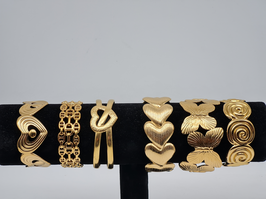 Cosmos Armband Armreif goldfarben Nickelfrei  Herz Schmetterling