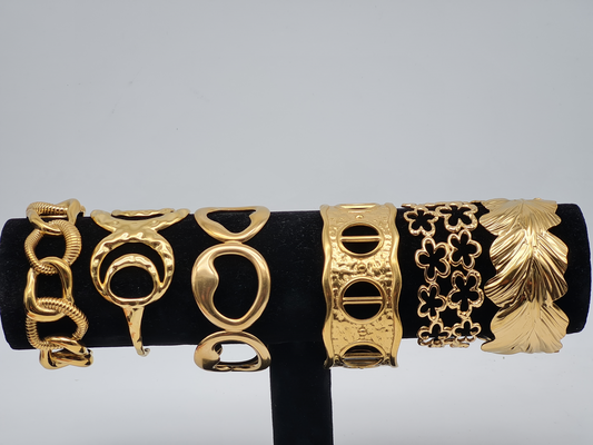 Cosmos Armband Armreif goldfarben Nickelfrei  Blumen Blätter Glieder