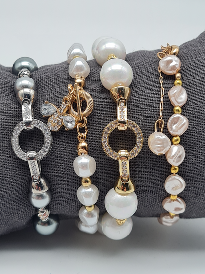 Sensibling Corp. Edelstahl Armbänder Silbergrau Perlen Goldfarben nickelfrei Elegant Klassisch