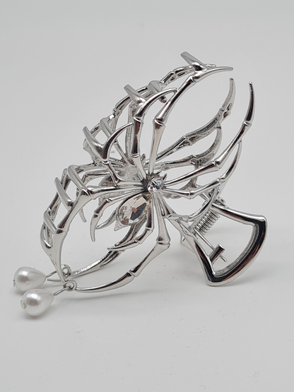 Sensibling Corp. Haarklammer Halloween Spinnen Spinnennetz Gun Metal Silberfarben