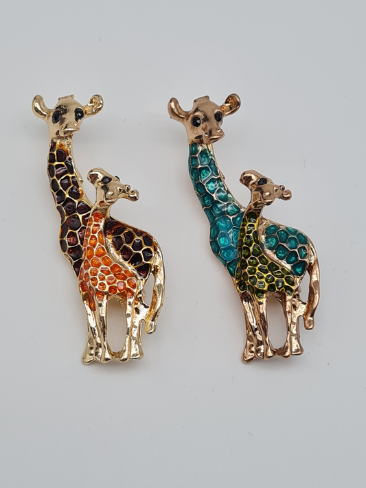 Brosche "Giraffe mit Kind" beziehung afrika tiere steppe savanne