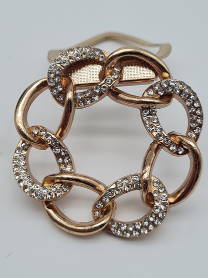 Brosche kranz schalhalter schal tuch modeschmuck goldfarben strass glieder