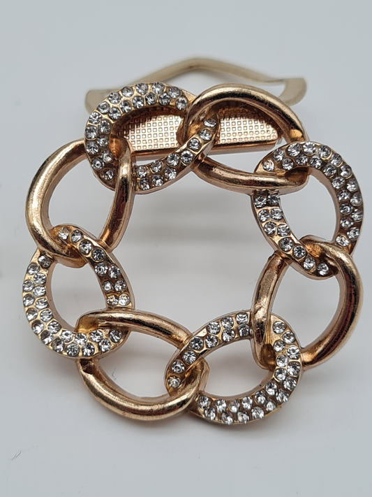 Brosche kranz schalhalter schal tuch modeschmuck goldfarben strass glieder