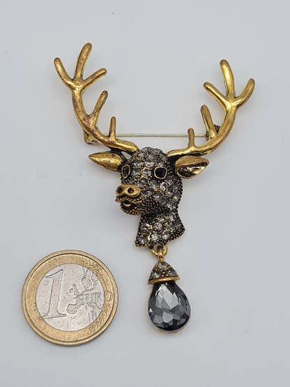 Brosche giraffe hirsch anhänger graf Pferd goldfarben märchen modeschmuck