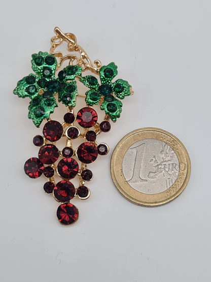 Brosche modeschmuck apfel trauben obst blatt ahorn beeren lila rot blau orange Herbst
