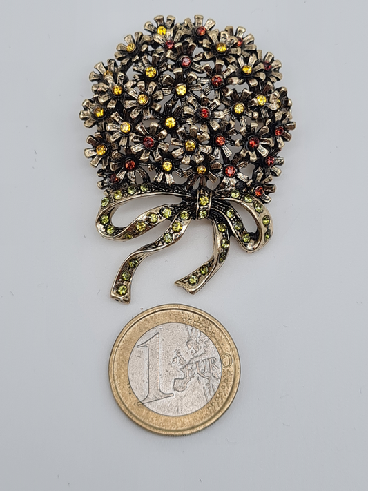 Brosche vintage brocante tannenzapfen silberfarben perlen gänseblümchen antik-look Modeschmuck