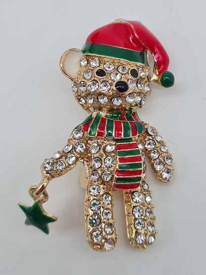 Brosche modeschmuck schneemann silberfarben bärchen baby rentier weihnachten winter