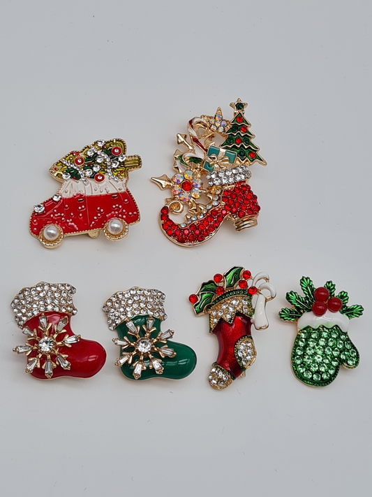 Brosche modeschmuck stiefel geschenke auto handschuh grün weihnachten winter fest