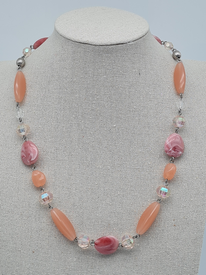 Amoino Halskette nickelfrei Acryl pastell Rosa Lachs Frische elegant verspielt