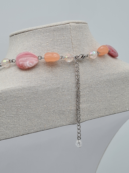 Amoino Halskette nickelfrei Acryl pastell Rosa Lachs Frische elegant verspielt