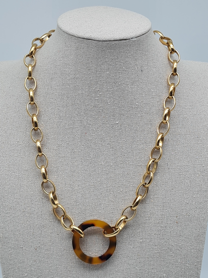 Cosmos Halskette nickelfrei  Acryl Beige Creme Schwarz neutral elegant verspielt wildlife