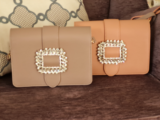 Yehwang Umhängetasche mit Prunkschnalle schultertasche strass party hochzeit fest festlich