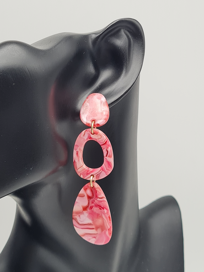 Biba Ohrringe, Ohrhänger, mehrfarbig, 7,5 cm, Creme, Pink