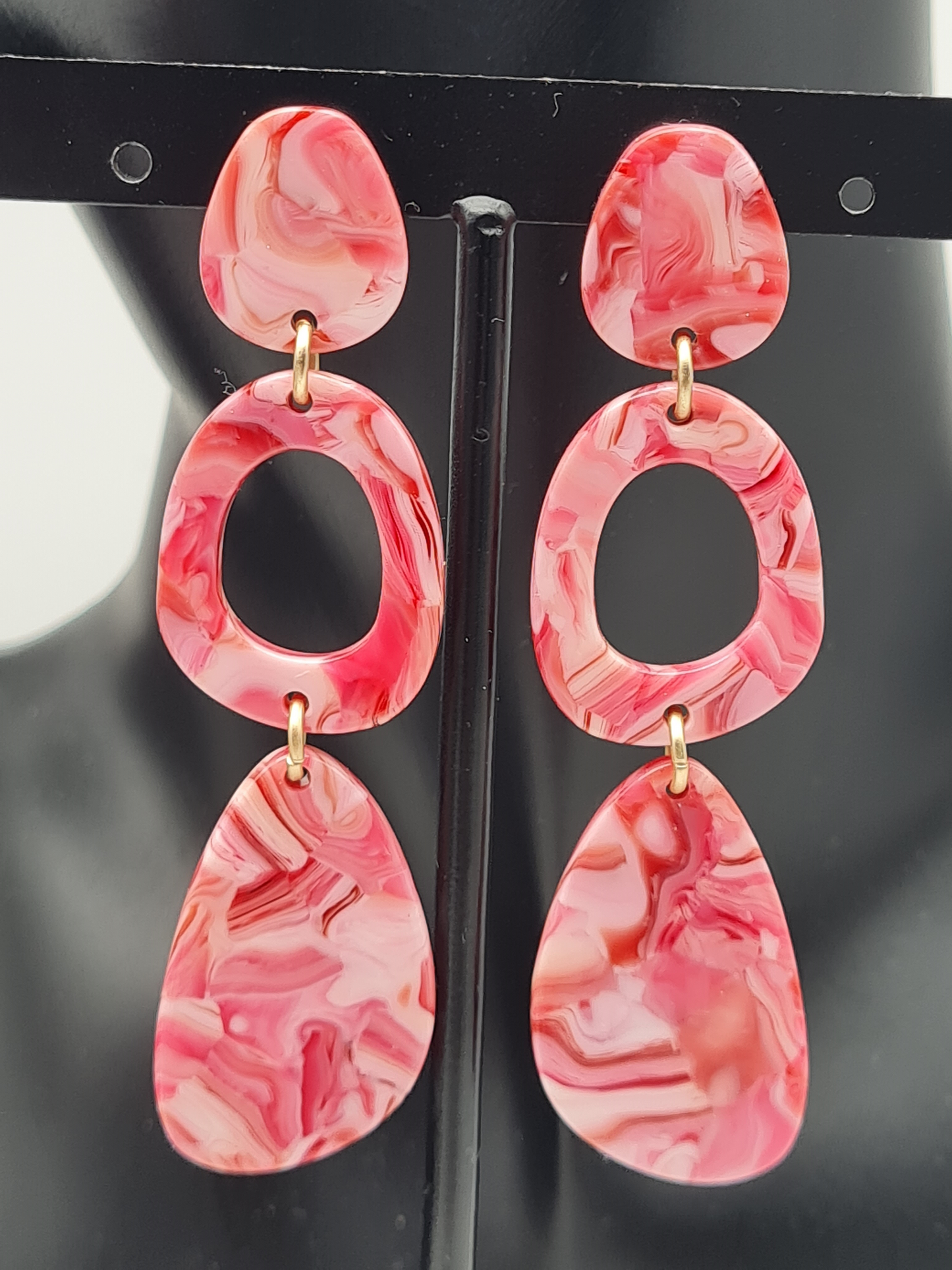 Biba Ohrringe, Ohrhänger, mehrfarbig, 7,5 cm, Creme, Pink