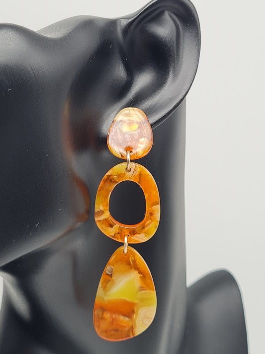 Biba Ohrringe, Ohrhänger, mehrfarbig, 7,5 cm, Creme, Orange