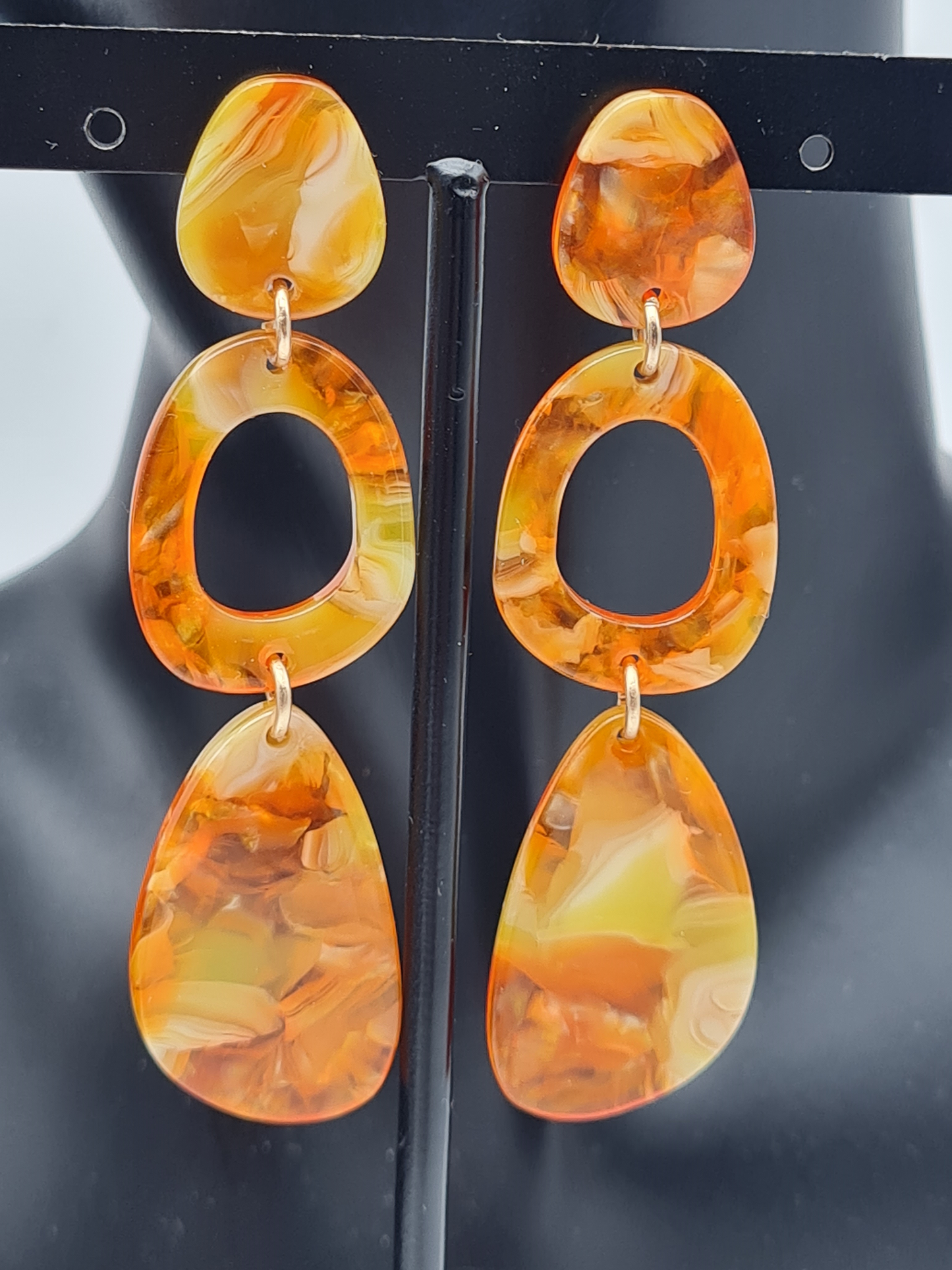 Biba Ohrringe, Ohrhänger, mehrfarbig, 7,5 cm, Creme, Orange