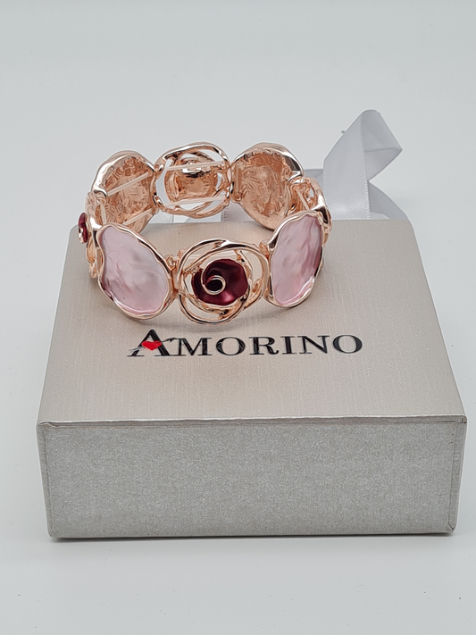 Amorino Armband, elastisch Anthrazitgrau Lila Rosa nickelfrei kombinierbar geschenk