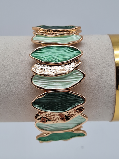 Amorino Armband, elastisch Anthrazitgrau Petro Grün Emaille nickelfrei kombinierbar geschenk