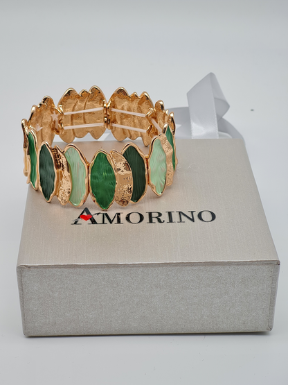 Amorino Armband, elastisch Anthrazitgrau Petro Grün Emaille nickelfrei kombinierbar geschenk