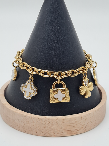 Amorino Bettelarmband Goldfarben KETTENARMBAND MIT ANHÄNGERN Glück