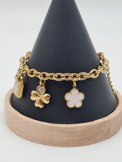 Amorino Bettelarmband Goldfarben KETTENARMBAND MIT ANHÄNGERN Glück