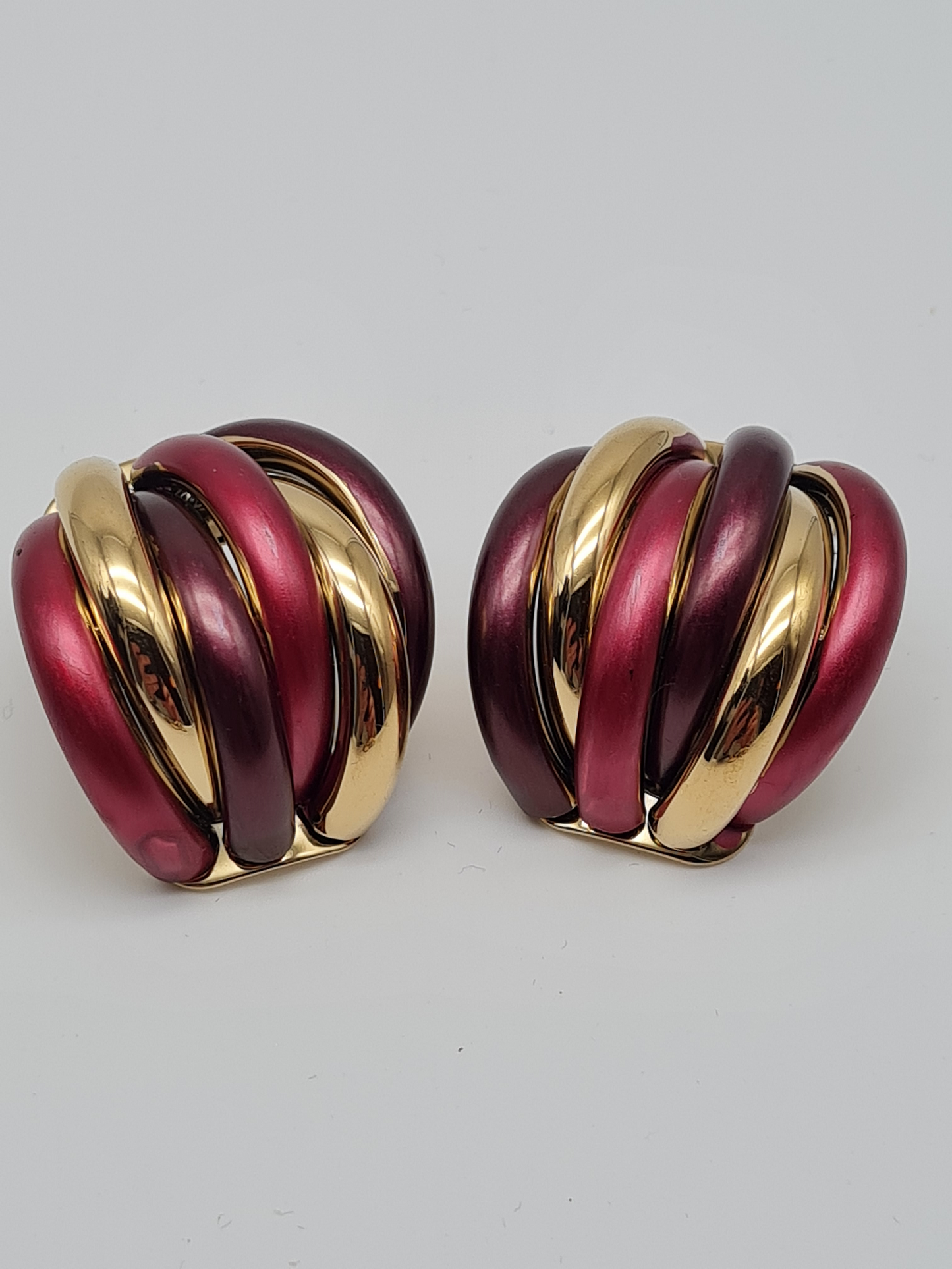 Amorino Rot Gold Bordeaux  EMAILLIERTE DICKE OHRRINGE Nickelfrei Goldfarben creolen