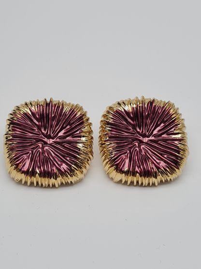 Amorino LOTUSBLATT EMAILLIERTE QUADRATISCHE OHRRINGE nickelfei luxus Ohrstecker