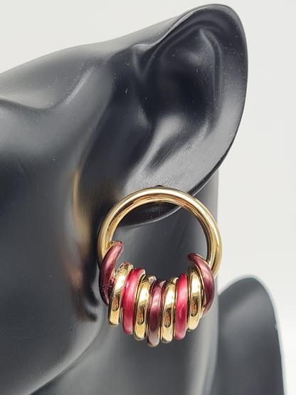 Amorino EMAILLIERTE OHRSTECKER MIT KREIS Rot Grün Blau Lila nickelfrei