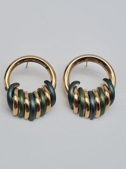 Amorino EMAILLIERTE OHRSTECKER MIT KREIS Rot Grün Blau Lila nickelfrei