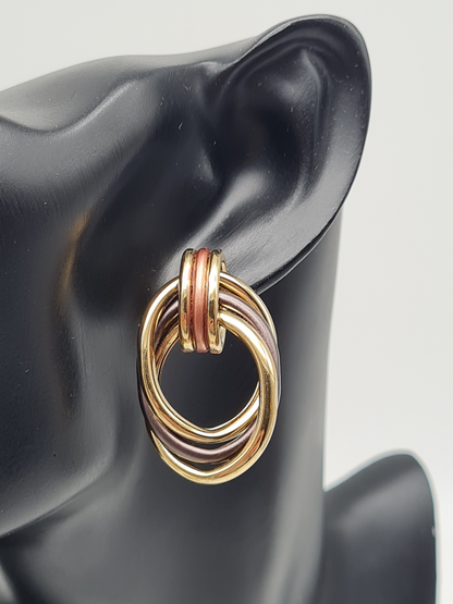 Amorino EMAILLIERTE OHRRINGE MIT DREIFACHEM KREISANHÄNGER nickelfrei