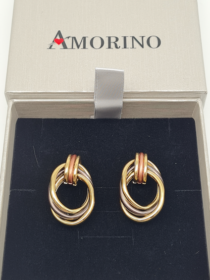 Amorino EMAILLIERTE OHRRINGE MIT DREIFACHEM KREISANHÄNGER nickelfrei