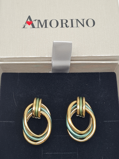 Amorino EMAILLIERTE OHRRINGE MIT DREIFACHEM KREISANHÄNGER nickelfrei