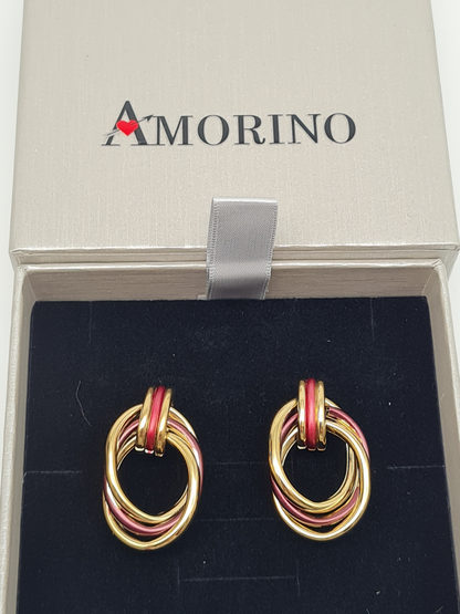 Amorino EMAILLIERTE OHRRINGE MIT DREIFACHEM KREISANHÄNGER nickelfrei