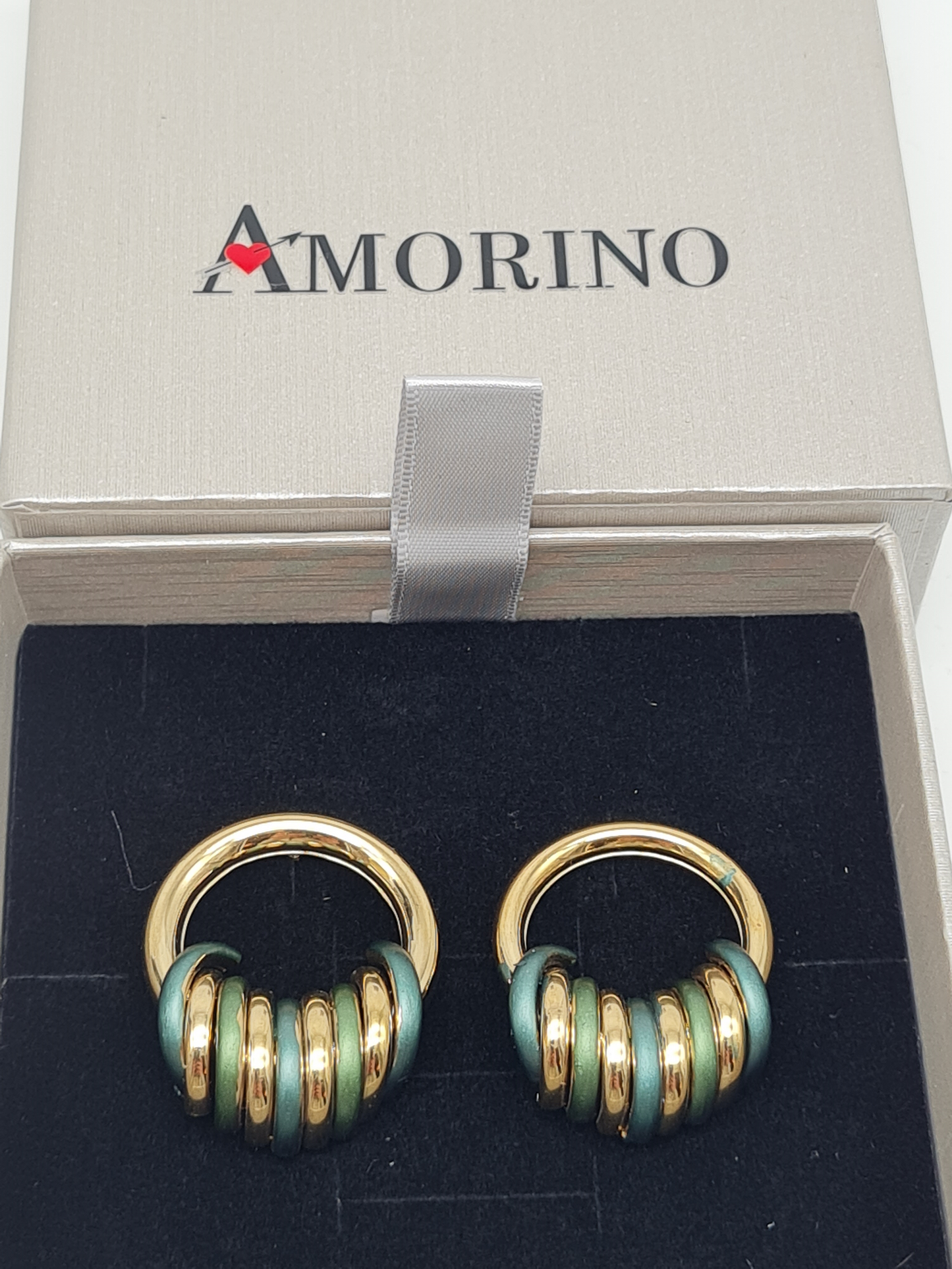 Amorino EMAILLIERTE OHRSTECKER MIT KREIS Rot Grün Blau Lila nickelfrei