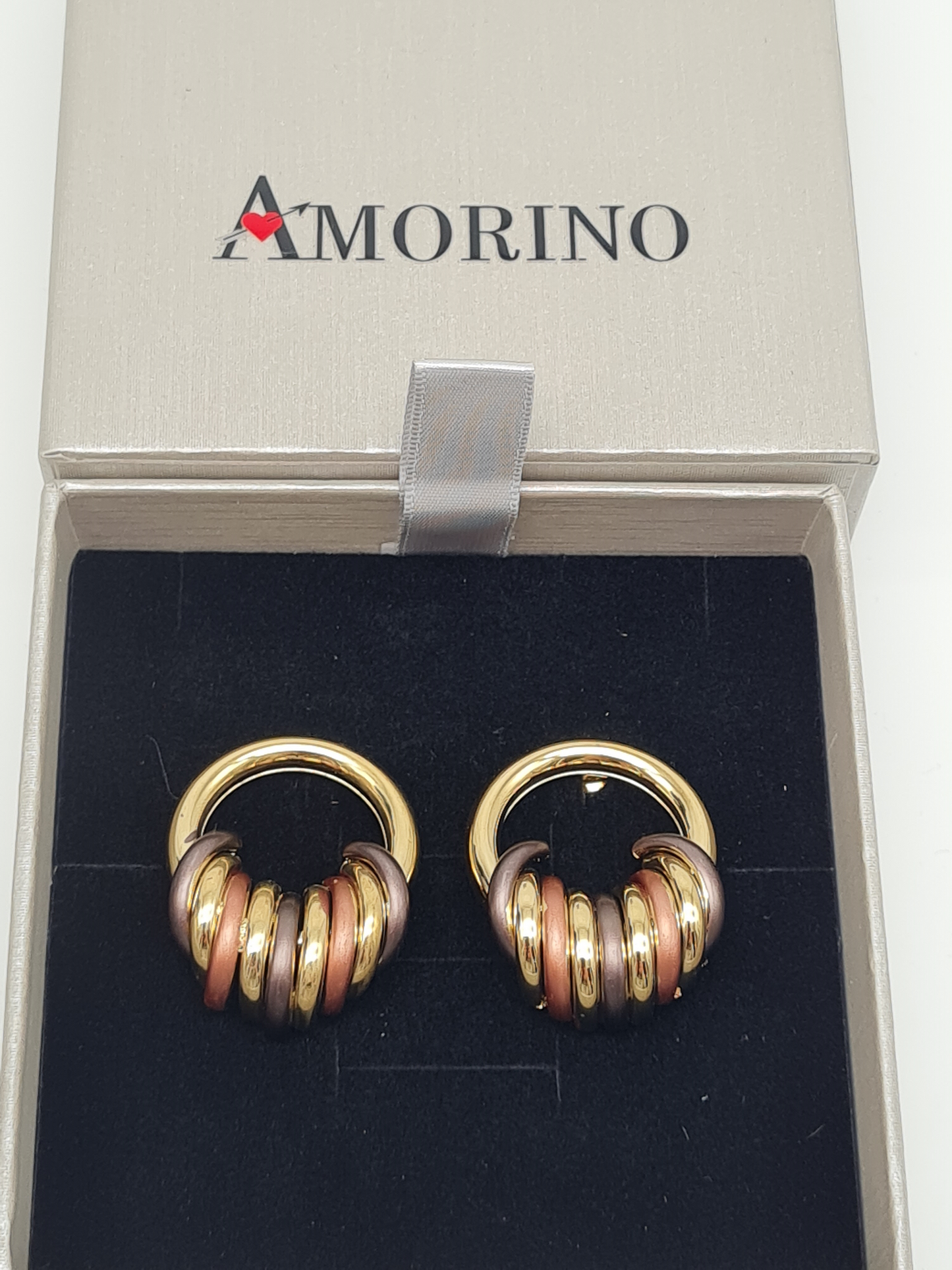 Amorino EMAILLIERTE OHRSTECKER MIT KREIS Rot Grün Blau Lila nickelfrei