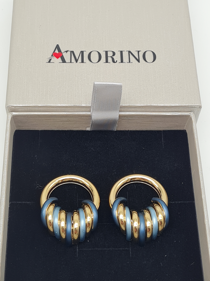 Amorino EMAILLIERTE OHRSTECKER MIT KREIS Rot Grün Blau Lila nickelfrei