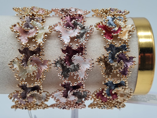 ELASTISCHES EMAILLIERTES BLUMENARMBAND stretch bunt nickelfrei