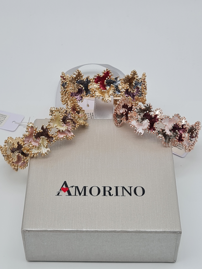 ELASTISCHES EMAILLIERTES BLUMENARMBAND stretch bunt nickelfrei