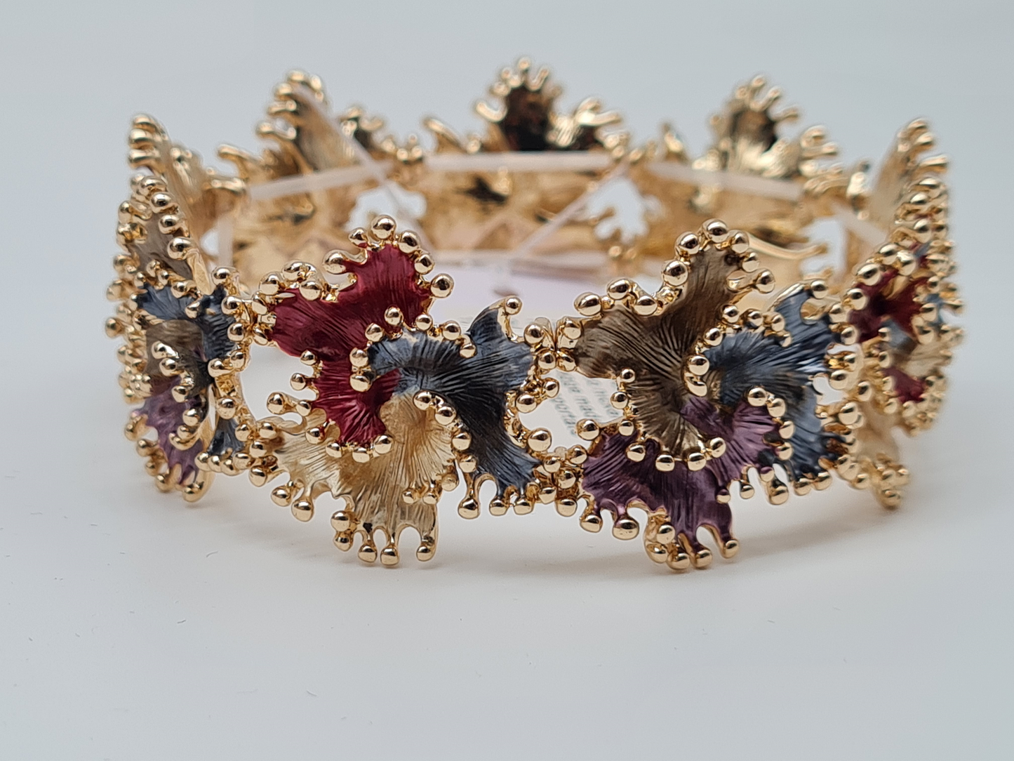 ELASTISCHES EMAILLIERTES BLUMENARMBAND stretch bunt nickelfrei