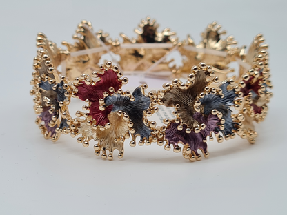 ELASTISCHES EMAILLIERTES BLUMENARMBAND stretch bunt nickelfrei