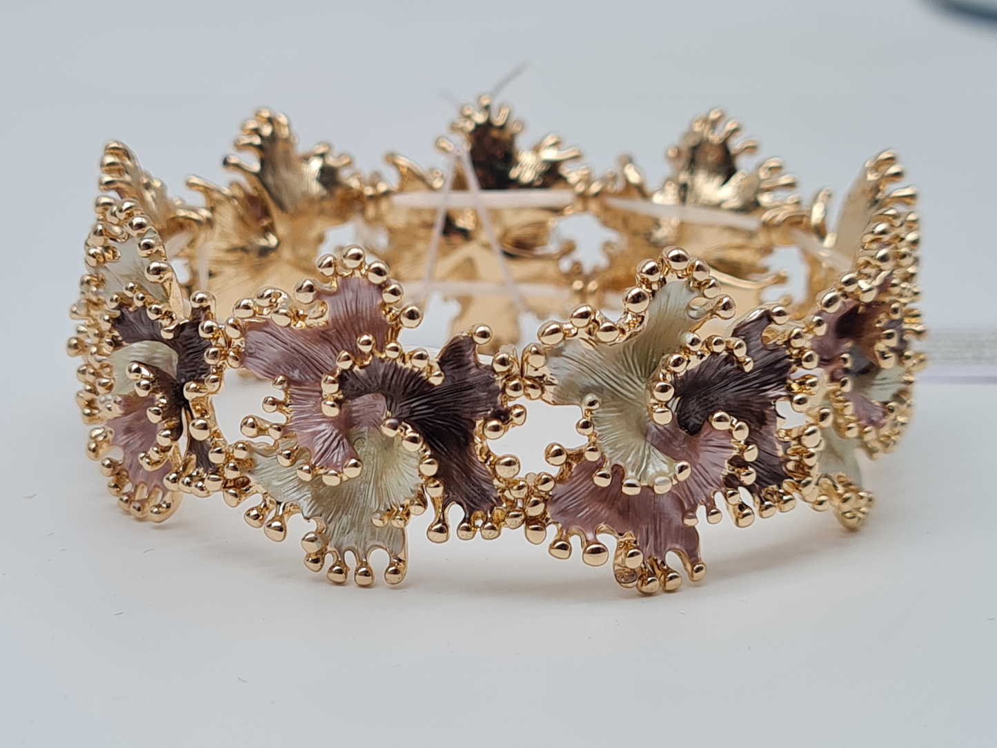 ELASTISCHES EMAILLIERTES BLUMENARMBAND stretch bunt nickelfrei