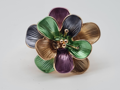 Amorino Ring, Elastischer Ring mit Emailliertem Volant, Blume in verschiedene Farben