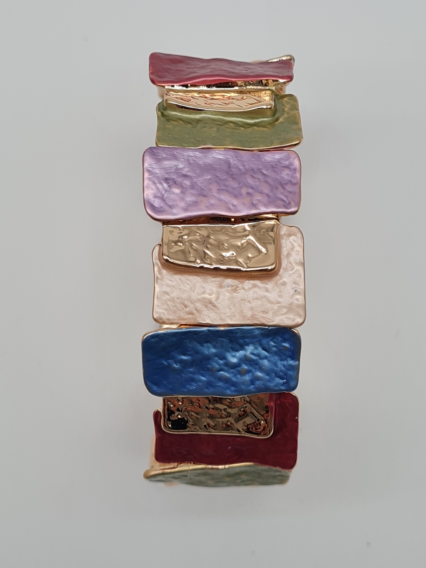 Amorino Armband, elastisch rechteckige Elemente in Braun und Goldtöne Blau bunt