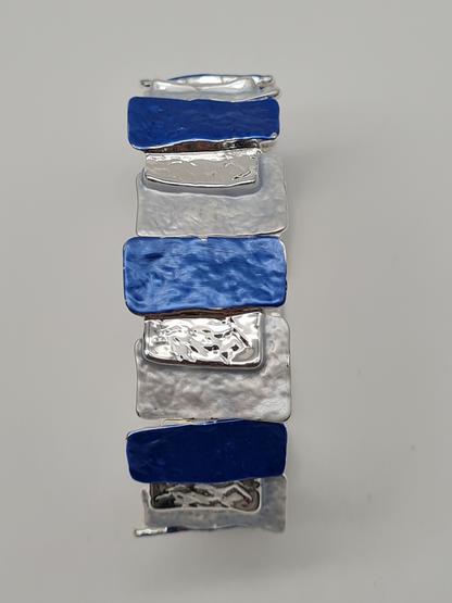 Amorino Armband, elastisch rechteckige Elemente in Braun und Goldtöne Blau bunt